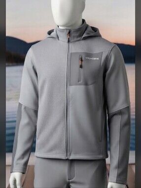 Grundens Bulkhead Tech Soft Shell Hoodie Jacket Gray Fishing Men's Size S